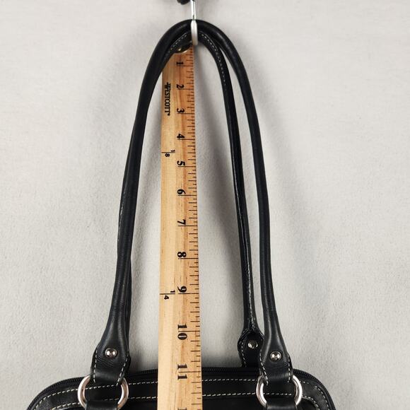 Tignanello Black Y2K Leather Purse Contrast Stitching Zip Around Closure - Picture 12 of 16